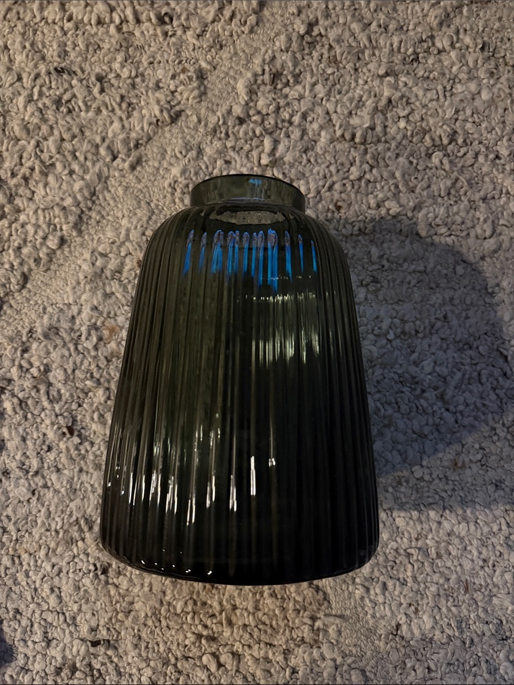 Pottery Barn Ribbed Smoky Green Glass Vase